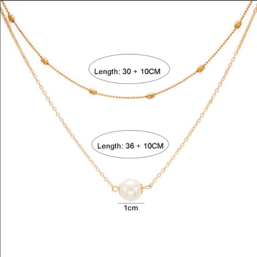 2 layer pearl and gold necklace - Picture 2 of 4
